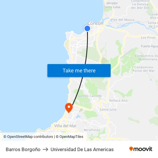 Barros Borgoño to Universidad De Las Americas map