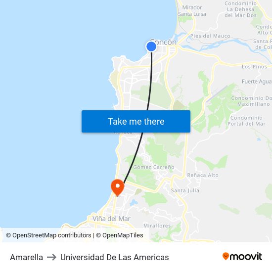 Amarella to Universidad De Las Americas map