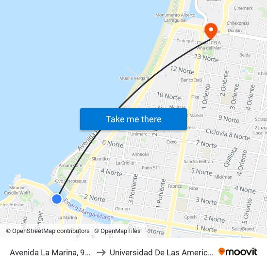 Avenida La Marina, 988 to Universidad De Las Americas map