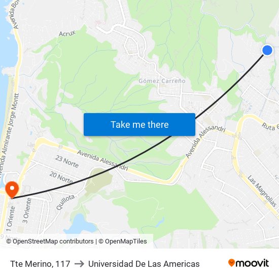 Tte Merino, 117 to Universidad De Las Americas map