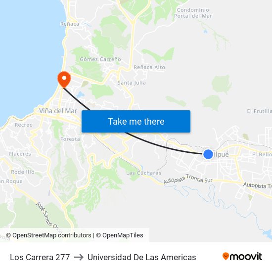 Los Carrera 277 to Universidad De Las Americas map