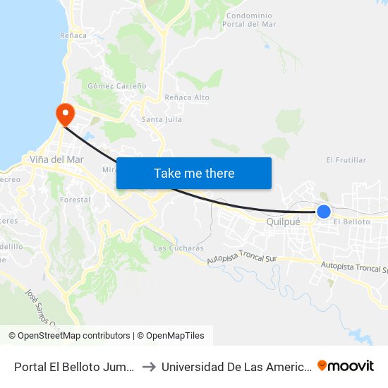 Portal El Belloto Jumbo to Universidad De Las Americas map