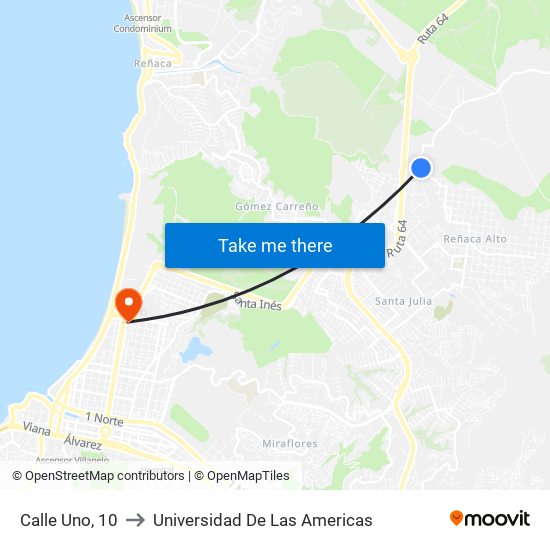 Calle Uno, 10 to Universidad De Las Americas map