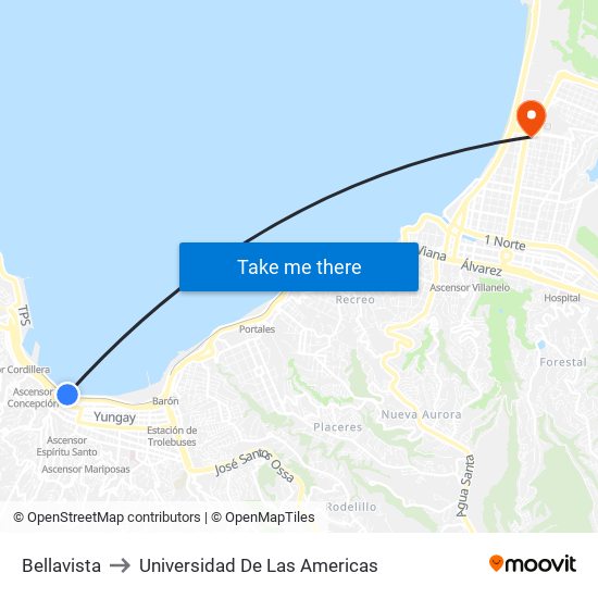 Bellavista to Universidad De Las Americas map