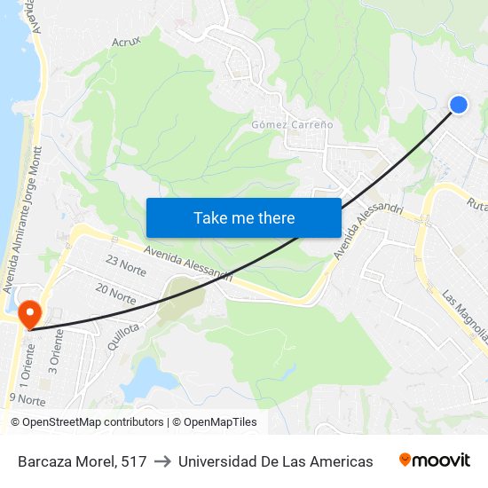 Barcaza Morel, 517 to Universidad De Las Americas map