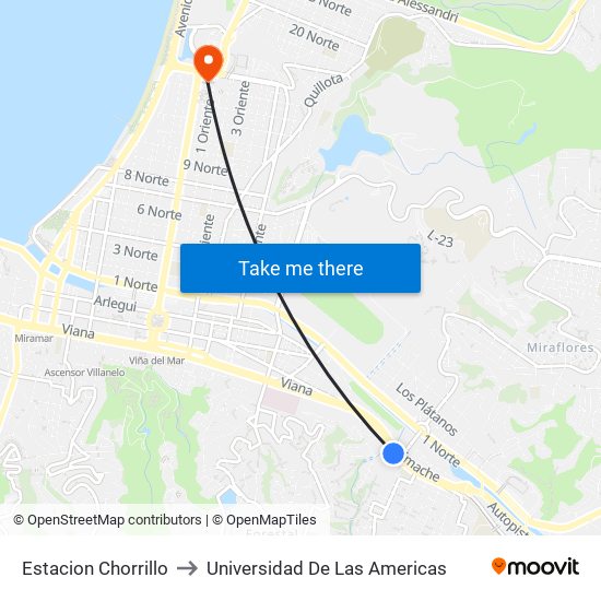 Estacion Chorrillo to Universidad De Las Americas map