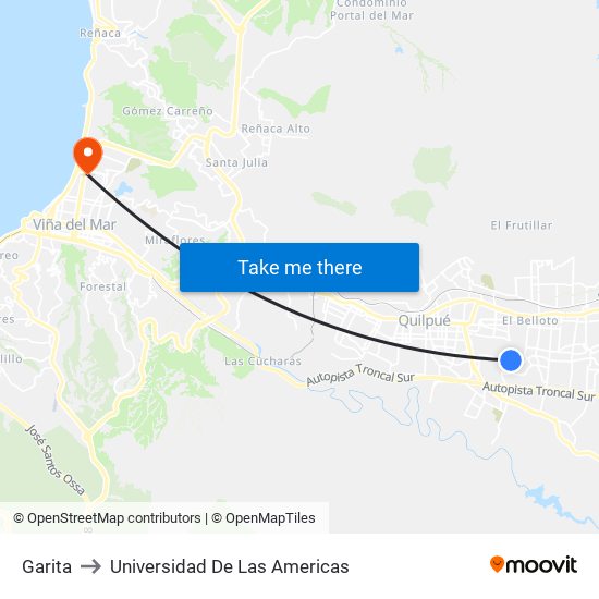 Garita to Universidad De Las Americas map