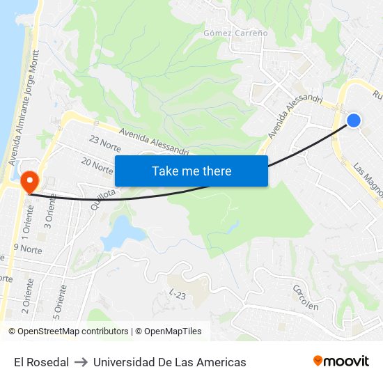 El Rosedal to Universidad De Las Americas map