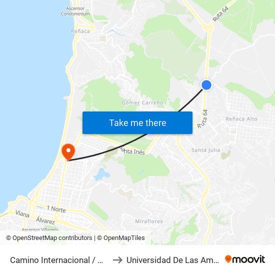 Camino Internacional / Oriente to Universidad De Las Americas map