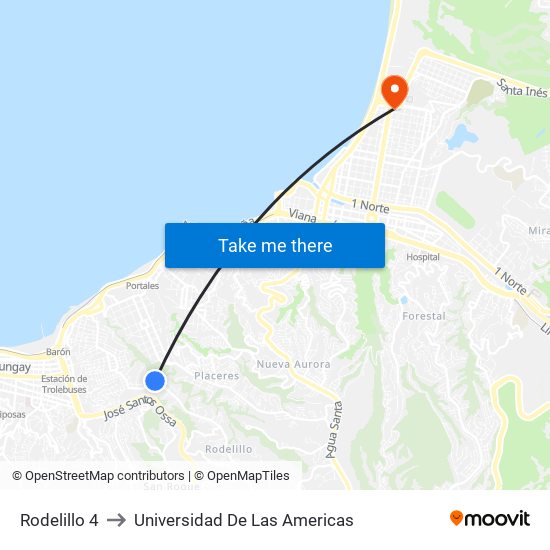 Rodelillo 4 to Universidad De Las Americas map