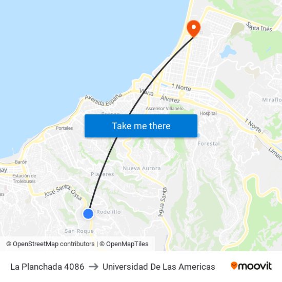 La Planchada 4086 to Universidad De Las Americas map