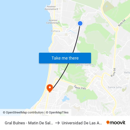 Gral Bulnes - Matin De Salvatierra to Universidad De Las Americas map