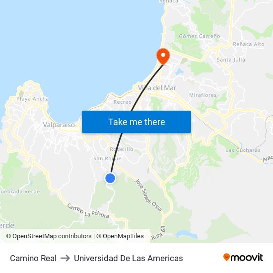 Camino Real to Universidad De Las Americas map