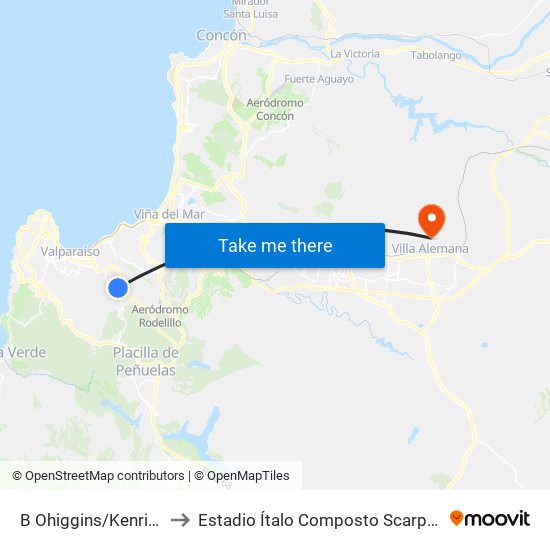 B Ohiggins/Kenrick to Estadio Ítalo Composto Scarpati map