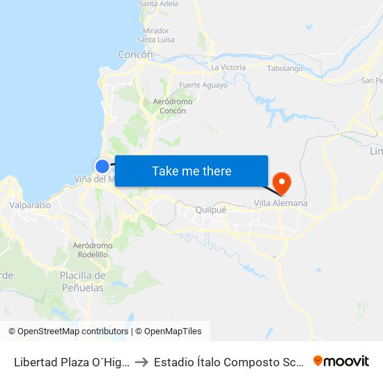 Libertad Plaza O´Higgins to Estadio Ítalo Composto Scarpati map
