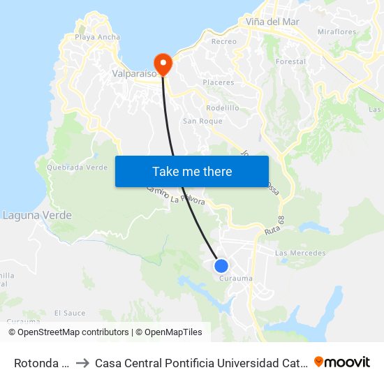 Rotonda Ekono to Casa Central Pontificia Universidad Católica De Valparaíso map