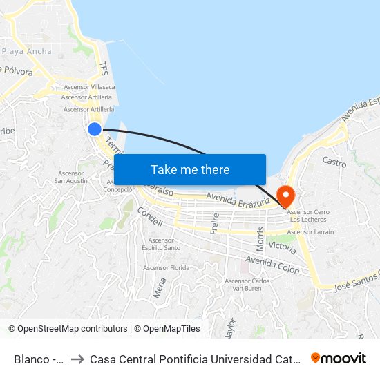 Blanco - Clave to Casa Central Pontificia Universidad Católica De Valparaíso map