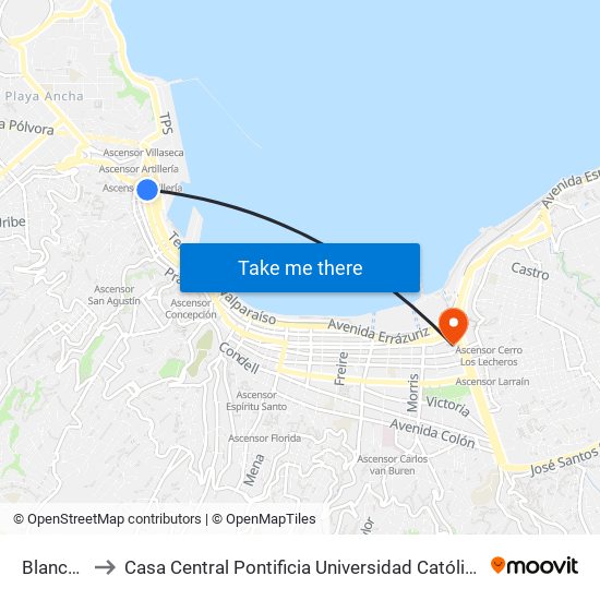 Blanco, 21 to Casa Central Pontificia Universidad Católica De Valparaíso map