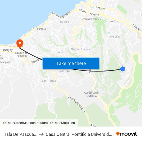 Isla De Pascua - Rio Allipen to Casa Central Pontificia Universidad Católica De Valparaíso map