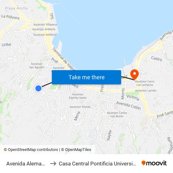 Avenida Alemania, 4875-4899 to Casa Central Pontificia Universidad Católica De Valparaíso map