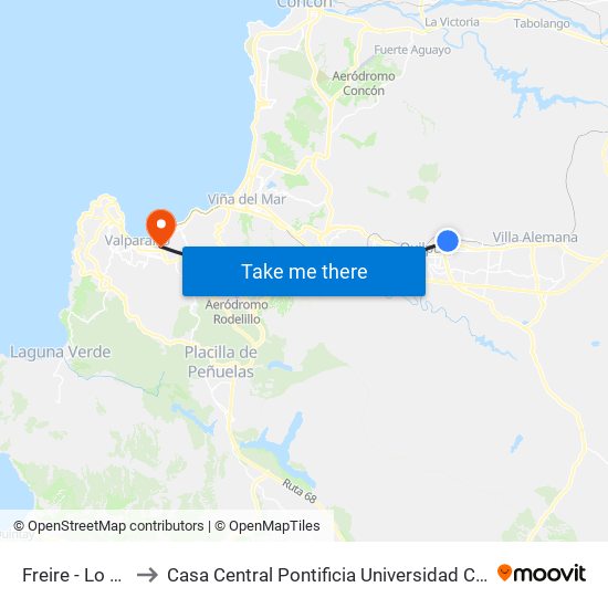 Freire - Lo Gamboa to Casa Central Pontificia Universidad Católica De Valparaíso map