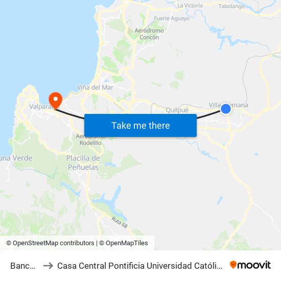 Banco Bci to Casa Central Pontificia Universidad Católica De Valparaíso map