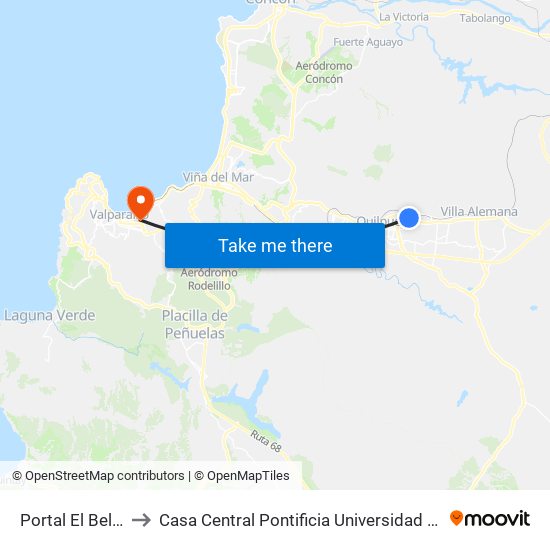 Portal El Belloto Easy to Casa Central Pontificia Universidad Católica De Valparaíso map
