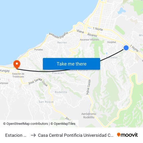 Estacion Chorrillo to Casa Central Pontificia Universidad Católica De Valparaíso map