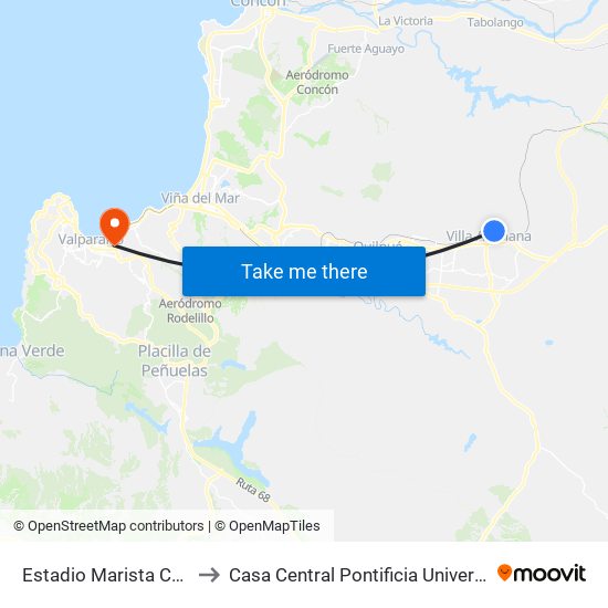 Estadio Marista Colegio Champagnat to Casa Central Pontificia Universidad Católica De Valparaíso map