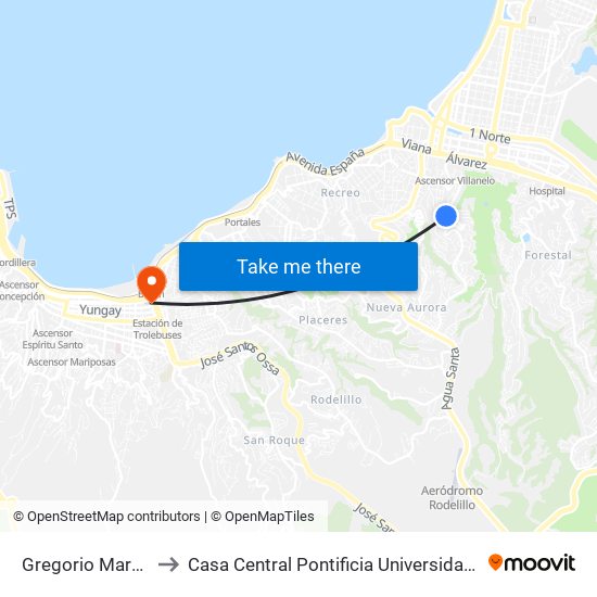Gregorio Marañon - Orion to Casa Central Pontificia Universidad Católica De Valparaíso map