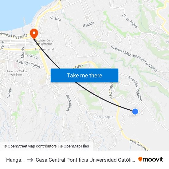 Hanga Roa to Casa Central Pontificia Universidad Católica De Valparaíso map