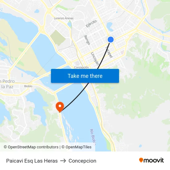 Paicavi Esq Las Heras to Concepcion map