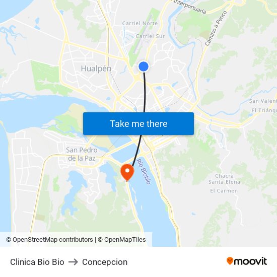 Clinica Bio Bio to Concepcion map