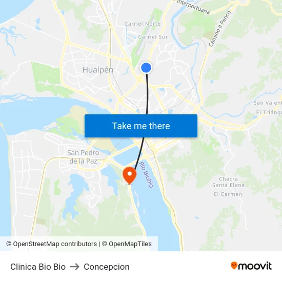 Clinica Bio Bio to Concepcion map