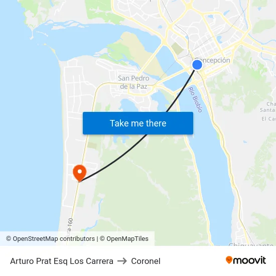 Arturo Prat Esq Los Carrera to Coronel map