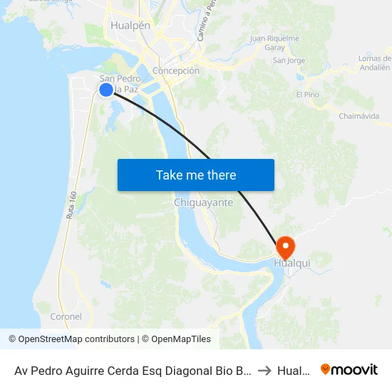 Av Pedro Aguirre Cerda Esq Diagonal Bio Bio  Sur to Hualqui map