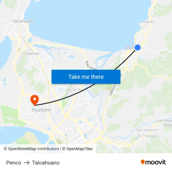 Penco to Talcahuano map