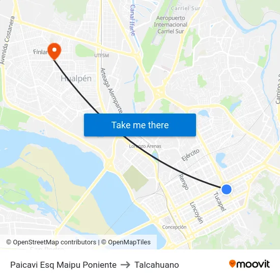 Paicavi Esq Maipu  Poniente to Talcahuano map