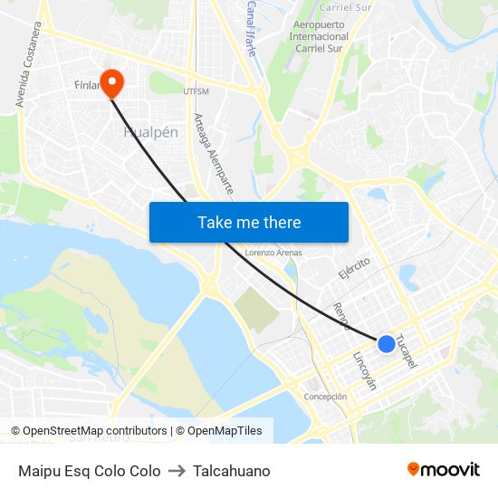 Maipu Esq Colo Colo to Talcahuano map