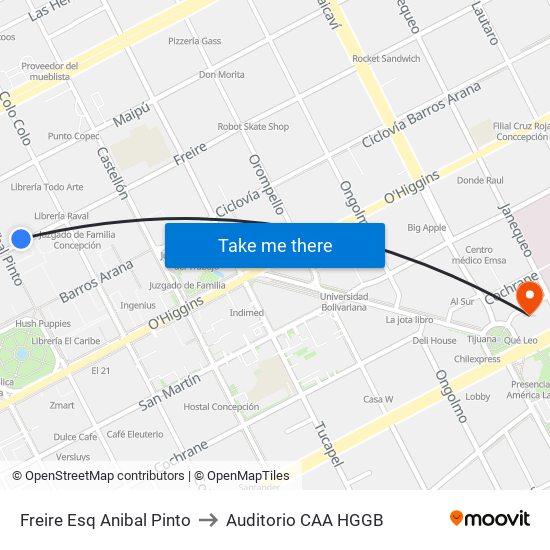 Freire Esq Anibal Pinto to Auditorio CAA HGGB map