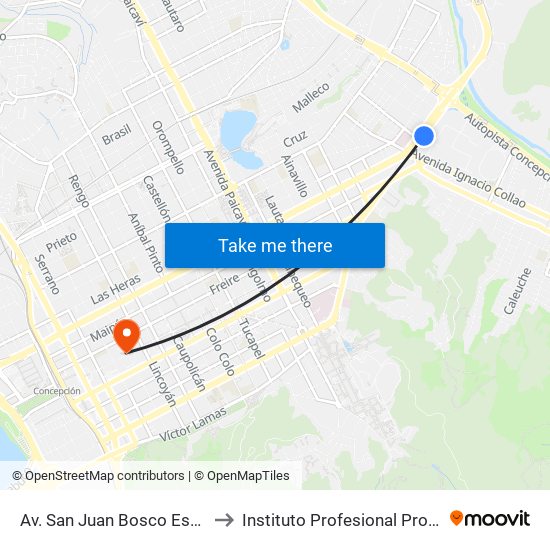 Av. San Juan Bosco Esq Regimiento to Instituto Profesional Providencia (Ipp) map