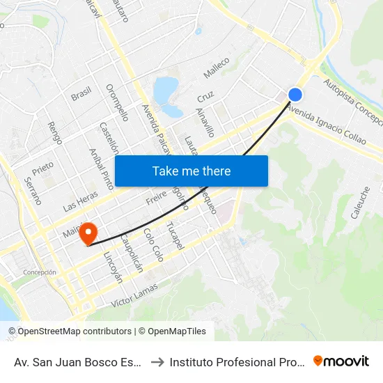 Av. San Juan Bosco Esq Regimiento to Instituto Profesional Providencia (Ipp) map