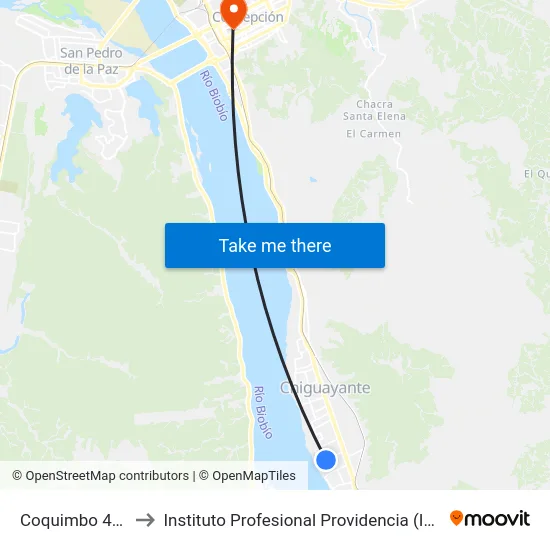 Coquimbo  488 to Instituto Profesional Providencia (Ipp) map