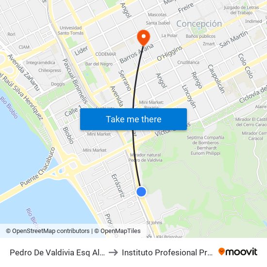 Pedro De Valdivia Esq Alonso De Ercilla to Instituto Profesional Providencia (Ipp) map