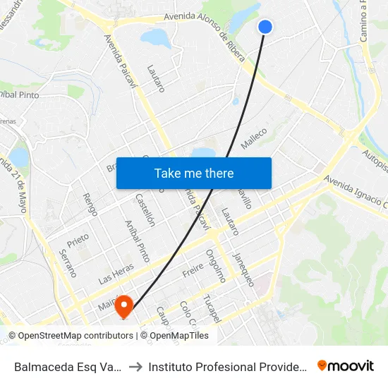 Balmaceda Esq Vasconia to Instituto Profesional Providencia (Ipp) map