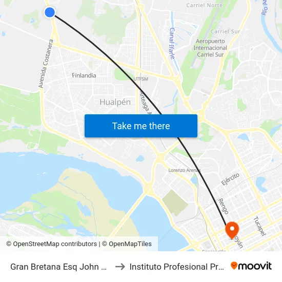 Gran Bretana Esq John Dalton  Poniente to Instituto Profesional Providencia (Ipp) map