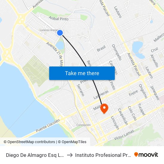 Diego De Almagro Esq Laguna Redonda to Instituto Profesional Providencia (Ipp) map