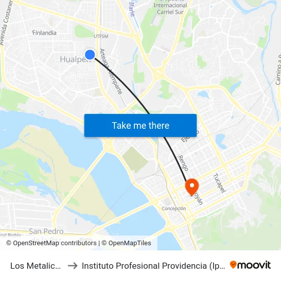 Los Metalicos to Instituto Profesional Providencia (Ipp) map