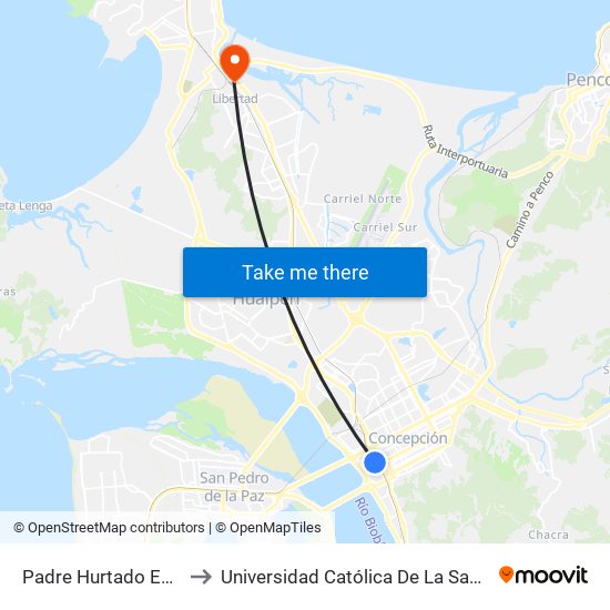 Padre Hurtado Esq  O Higgins to Universidad Católica De La Santísima Concepción map