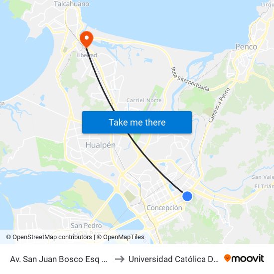 Av. San Juan Bosco Esq Colegio Salesiano Concepcion to Universidad Católica De La Santísima Concepción map